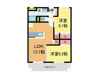 アネックス大野(2LDK/2階)の間取り写真