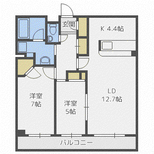 レジディア北2条イースト(2LDK/11階)の間取り写真