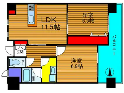 ロジュマン浪速(2LDK/9階)の間取り写真