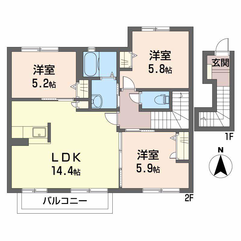 コンフォート東福寺C(3LDK/2階)の間取り写真