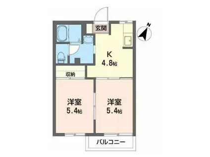 サイクルロード桜台A(2K/2階)の間取り写真