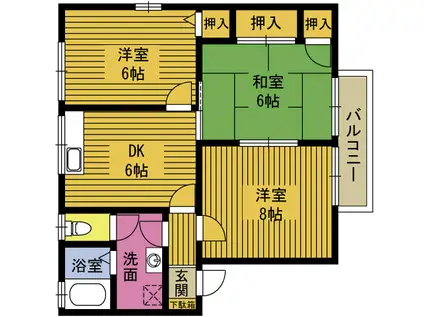 グランシャリオU(3DK/1階)の間取り写真