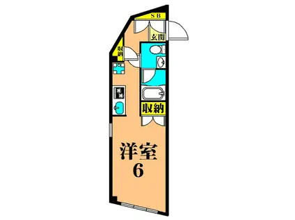 ヴァルト大井町(ワンルーム/2階)の間取り写真