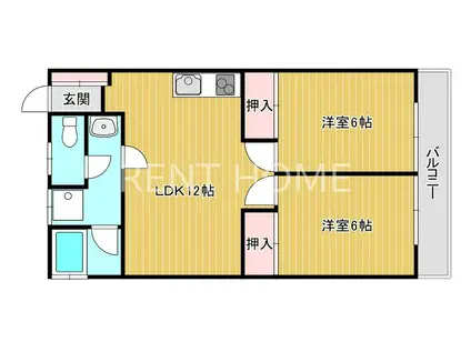 グレーハイツ(2LDK/3階)の間取り写真