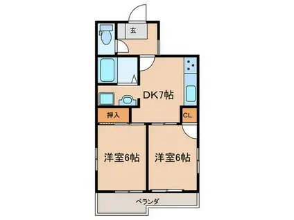 ダイアパレス東桜(2DK/8階)の間取り写真