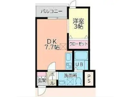 メリディアン迫参番館(1DK/2階)の間取り写真