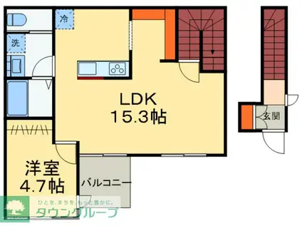 足立区保木間計画(1LDK/2階)の間取り写真