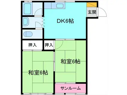 グリーンハウス(2DK/2階)の間取り写真