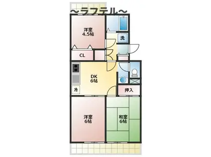 ルネッサンス小手指II号館(3DK/2階)の間取り写真