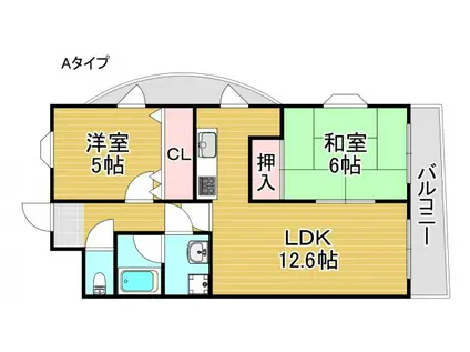 ペガサスII番館(2LDK/10階)の間取り写真