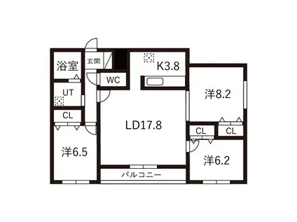 PRESTIGE27(3LDK/1階)の間取り写真
