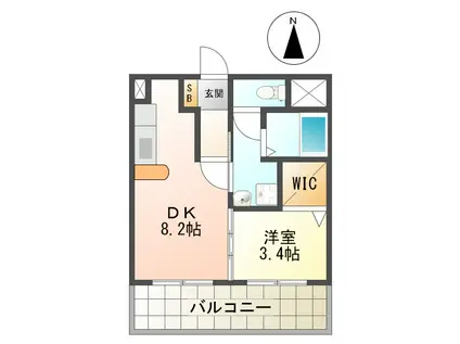 シャルマン ツカーサ(1DK/3階)の間取り写真