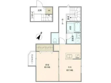 原町田レジデンシャルII (1LDK/2階)の間取り写真