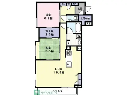 ラ・メゾン・カノン桜木町(2LDK/2階)の間取り写真