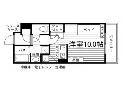 UNI EVERGREEN香椎(ワンルーム/1階)の間取り写真