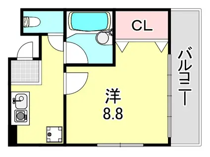 アールハウス(1K/2階)の間取り写真