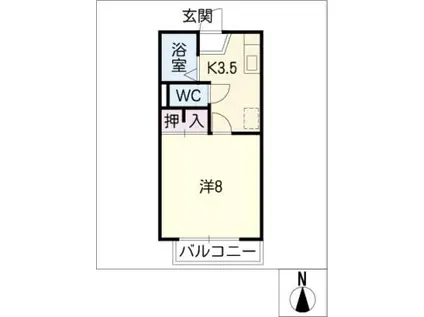 クリオコート(1K/2階)の間取り写真