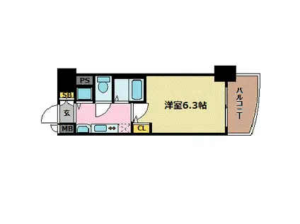 プレサンス金山グリーンパークス(1K/13階)の間取り写真