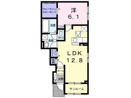 ラヴィボヌール如是II(1LDK/1階)の間取り写真