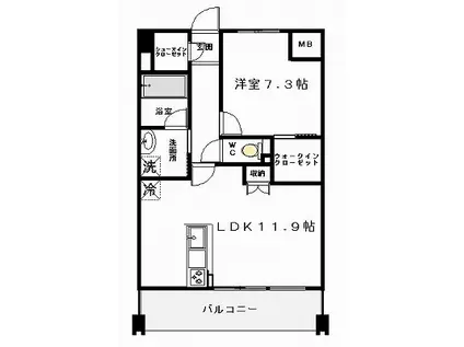 ブランベージュ(1LDK/4階)の間取り写真