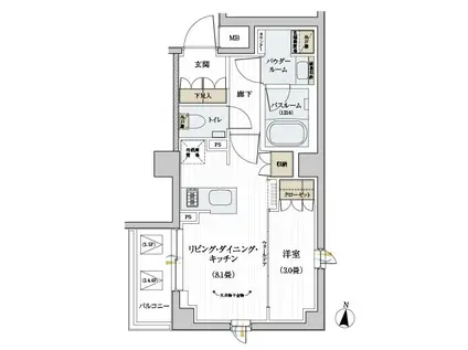デュオステージ北千住II(1LDK/3階)の間取り写真