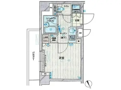ルーブル雪が谷大塚(1K/4階)の間取り写真