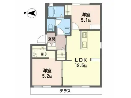 フレグランス阪南 A棟(2LDK/1階)の間取り写真