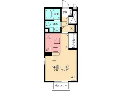 モナリエ(ワンルーム/1階)の間取り写真