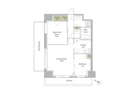 プライムメゾン用賀砧公園(2LDK/4階)の間取り写真