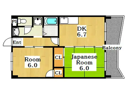 アスカハイツ(2DK/4階)の間取り写真