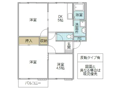 フレグランス多賀B(3DK/2階)の間取り写真
