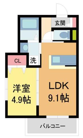 アビタシオン西宮(1LDK/2階)の間取り写真