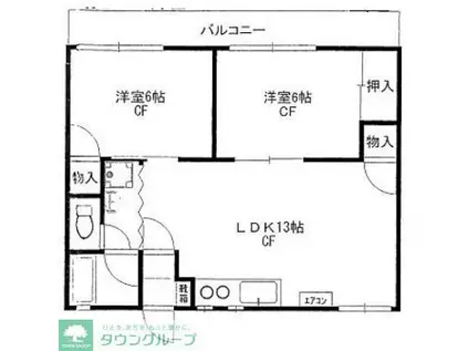 グリーンビューハウスA棟(2LDK/1階)の間取り写真