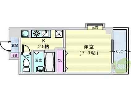 エミーナヒルズ(1K/4階)の間取り写真