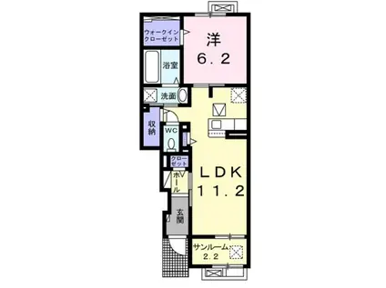 ラ・ポーズ(1LDK/1階)の間取り写真