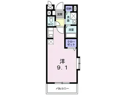 ヴィラージュグランドール(ワンルーム/3階)の間取り写真
