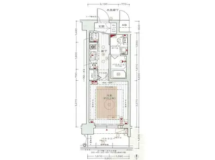 近鉄京都線 東寺駅 徒歩4分 7階建 築14年(1K/2階)の間取り写真