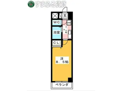 A・CITY朝日町(1K/4階)の間取り写真