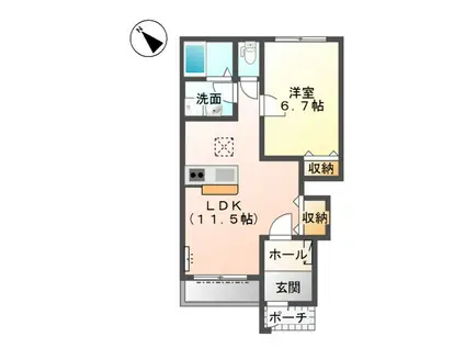 グランバース福島(1K/4階)の間取り写真