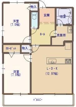 エポカ春江(2LDK/3階)の間取り写真