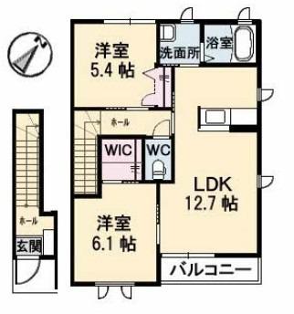 SHION II A(2LDK/2階)の間取り写真