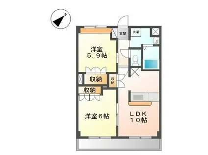 ヒンメルブロー(2LDK/3階)の間取り写真