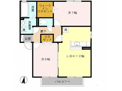 リッツハウス II番館(2LDK/2階)の間取り写真