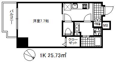 レジデンス神戸レガーロ(1K/6階)の間取り写真