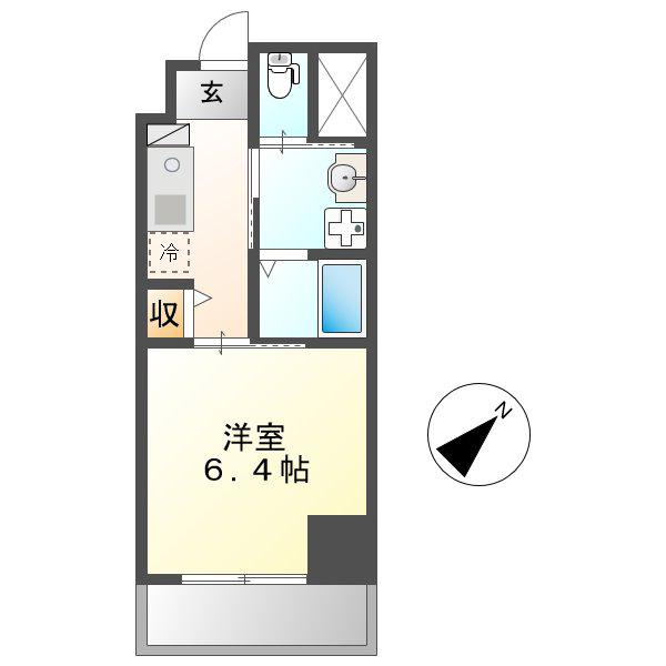 ワイズタワー新栄(1K/8階)の間取り写真