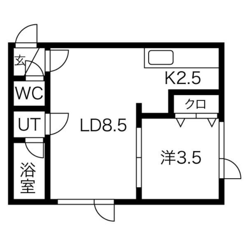 アークコート豊平III(1LDK/2階)の間取り写真
