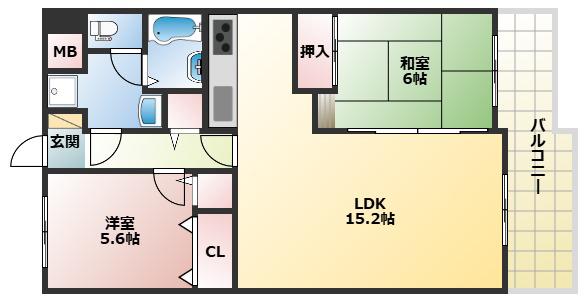 ダイアパレス西明石(2LDK/10階)の間取り写真