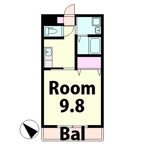 メゾン小西名坂3番館(1K/2階)の間取り写真