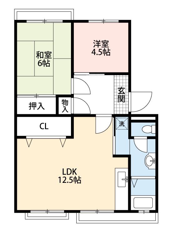 コーポ鳥山(2LDK/3階)の間取り写真