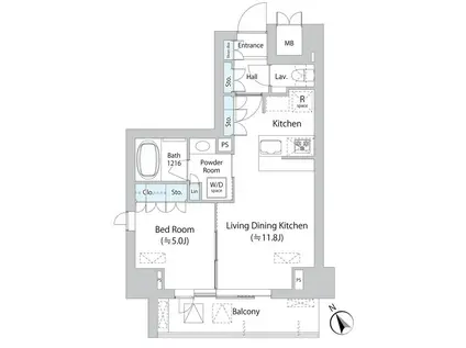 ミリアレジデンス浅草橋II(1LDK/4階)の間取り写真